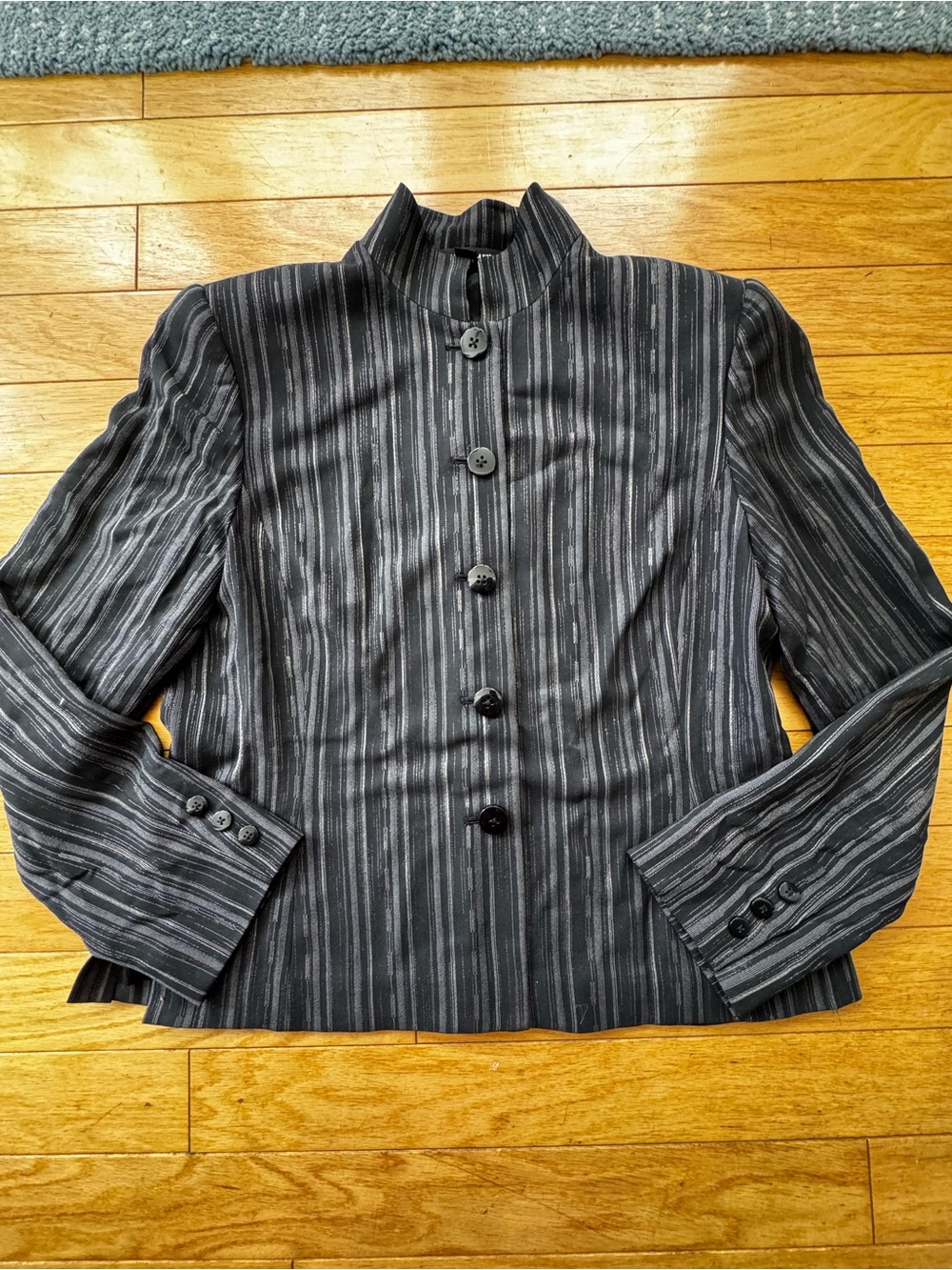 Linda Allard Ellen Tracy Striped Mandarin Collar Jacket NWT Minimalist